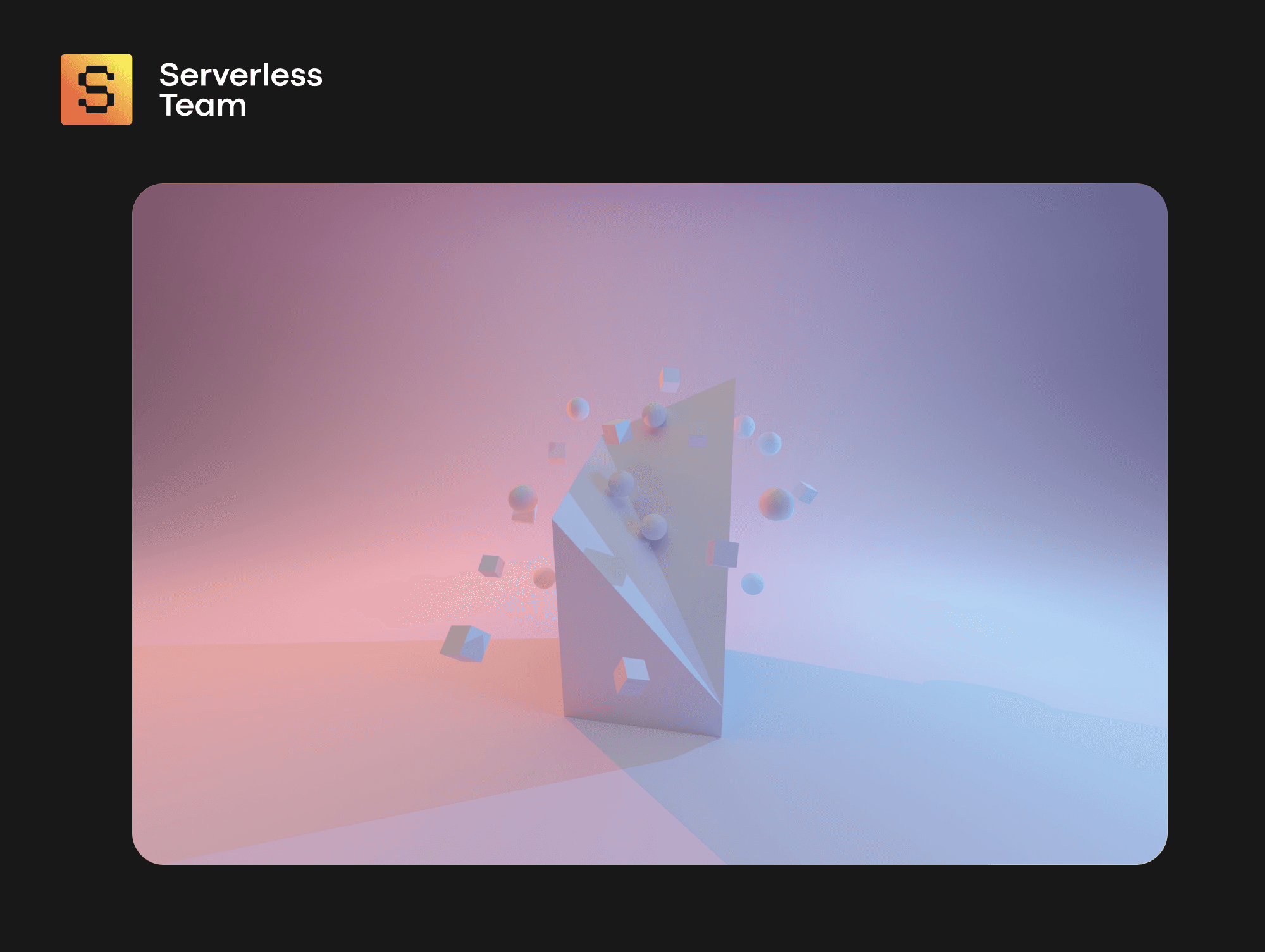 An abstract 3D illustration with multiple small geometric shapes which stand for software architecture